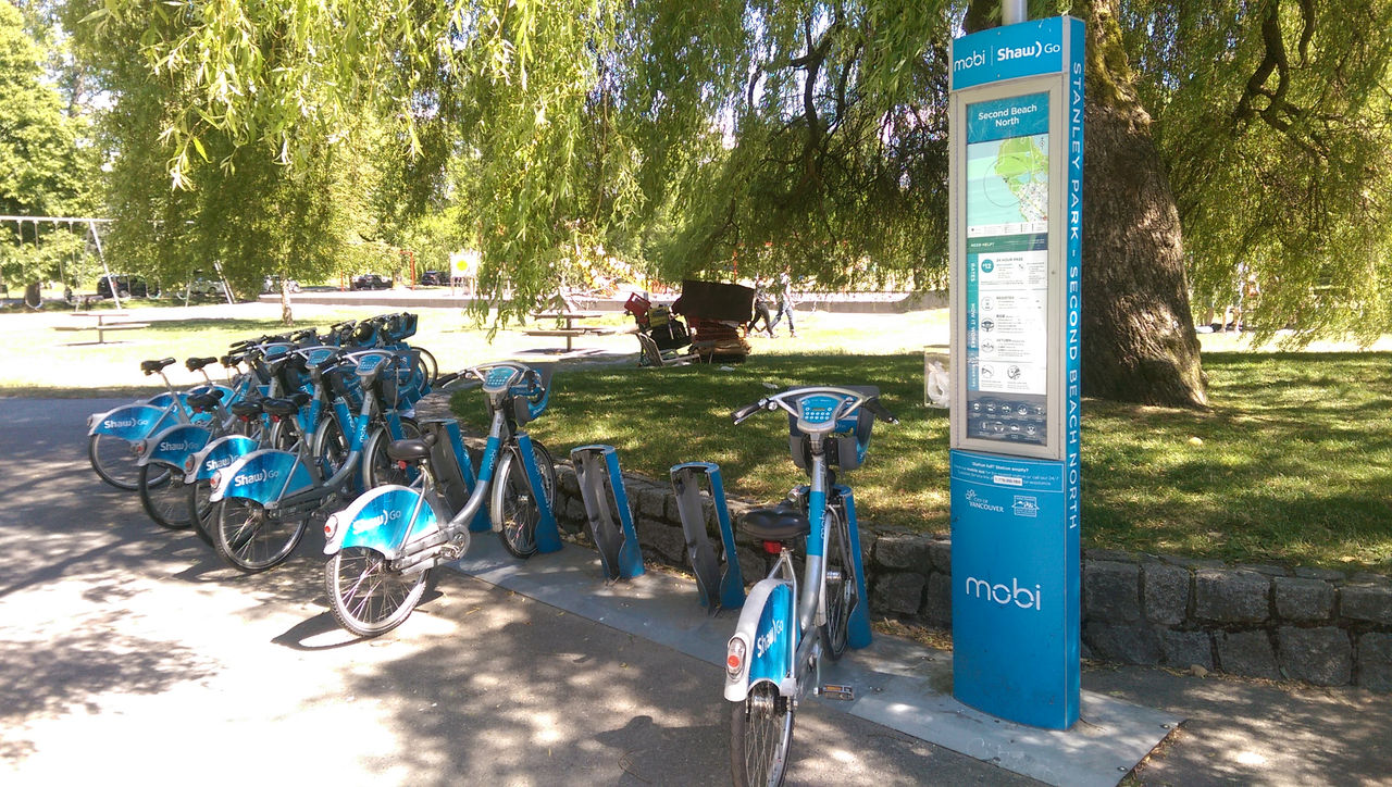Mobi Bike Share Station at Second Beach in Stanley Park